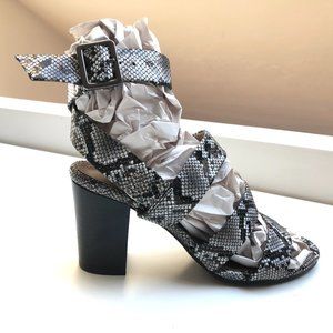 Snake Pattern Strappy Heeled Sandals - Never Worn